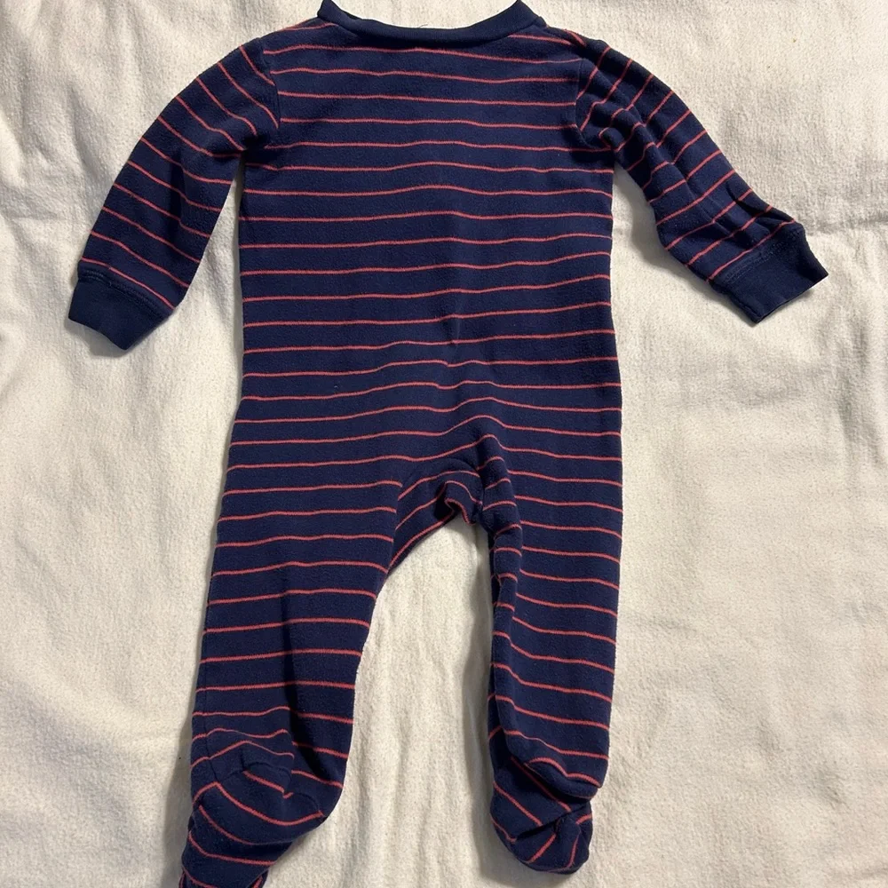 Carter's Blue and‎ Red Striped Footie Dog Pajamas